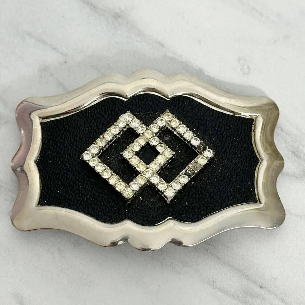 Vintage Rhinestone Studded Belt Buckle Made in USA ✨